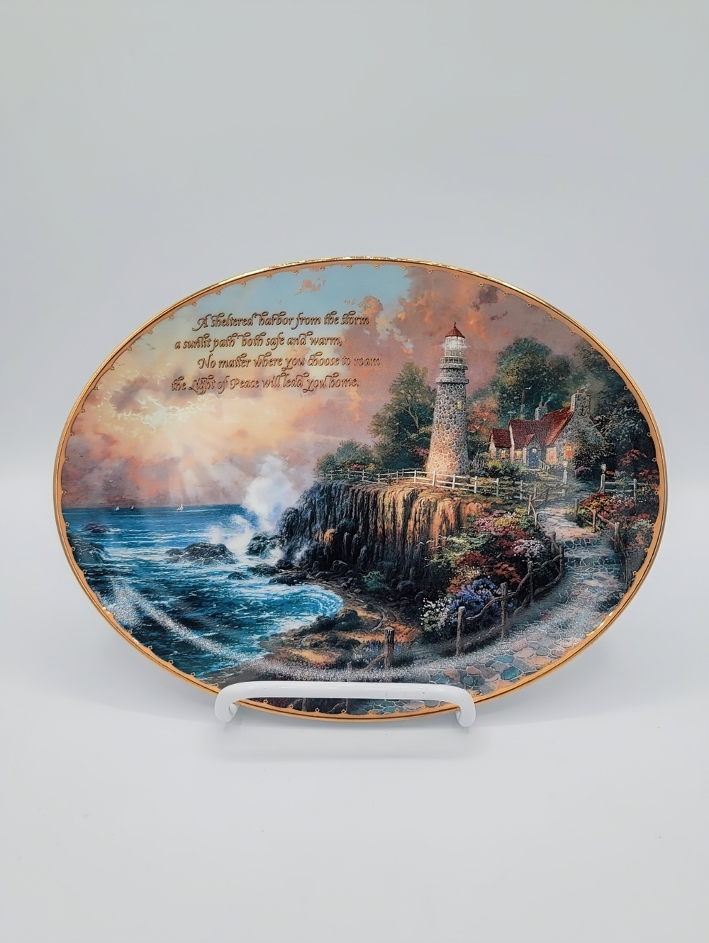 Thomas Kinkade Lighthouse Plate Light of Peace Coastal Decor Verse 1997 Vintage